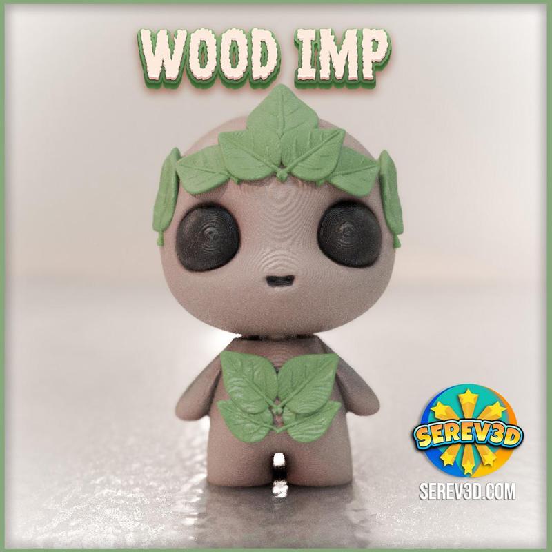 Wood Imp - Flexi Keychain & Bag Charm, No Supports 3D Print STL/3MF