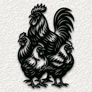 COUNTRY ROOSTER HENS WALL ART HOME DECOR