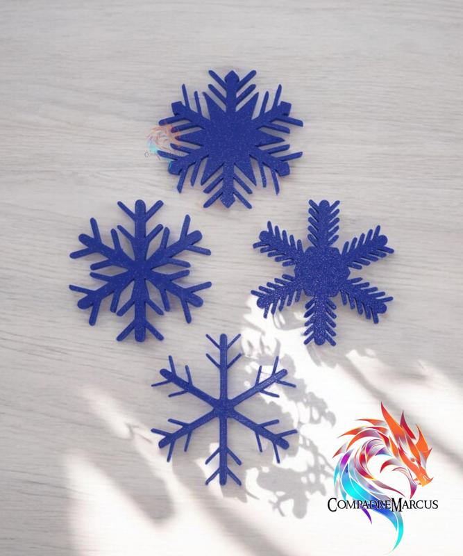 Snowflake decorations set of 4 / no supports / 3mf included