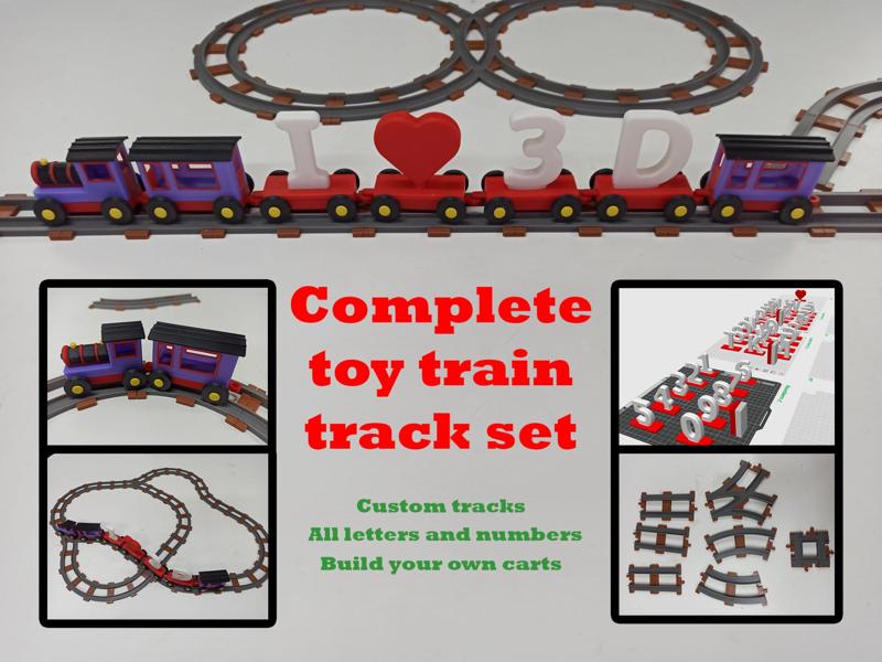 Complete toy train track set