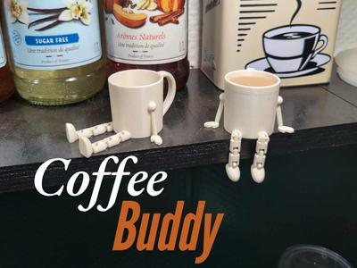 Coffee mug with articulated legs