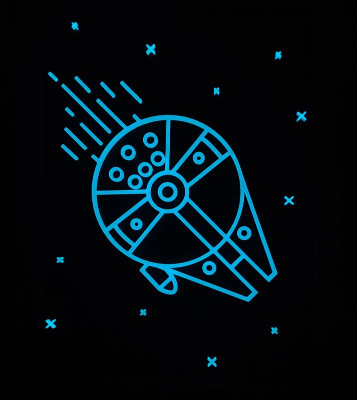 Star Wars Neon Line Art - Millenium Falcon