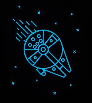 Star Wars Neon Line Art - Millenium Falcon