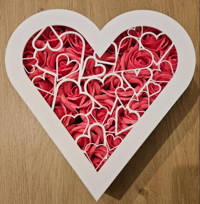 Heart gifts box with lid, from 10mm to 150mm h