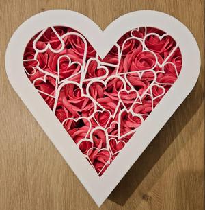 Heart gifts box with lid, from 10mm to 150mm h