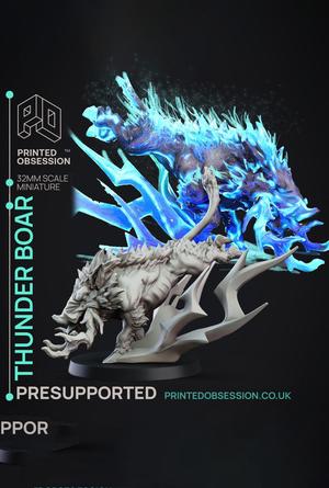 Thunder Boar - Elemetal Familars - PRESUPPORTED - Illustrated and Stats - 32mm scale			