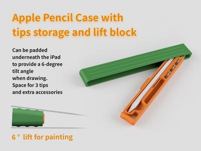 Apple Pencil Case with tips storage and lift block