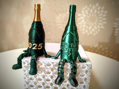 Happy New Year Champagne Bottle articulated legs