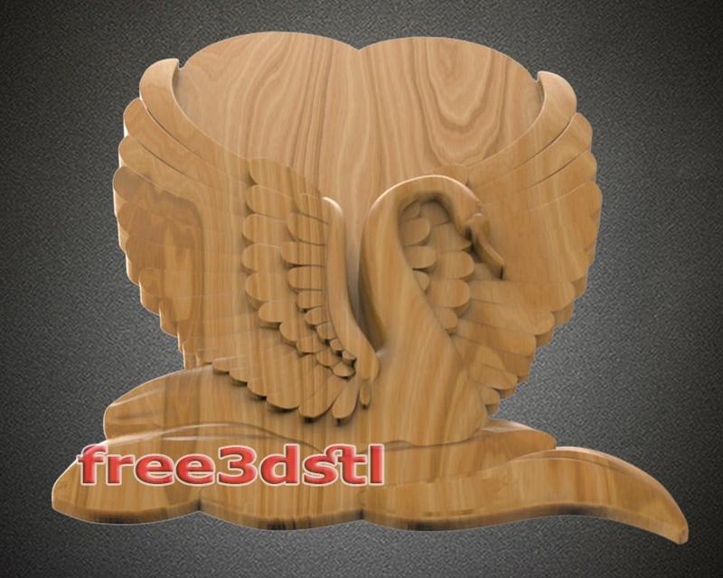 Swan with heart 3D STL Model (FREE)