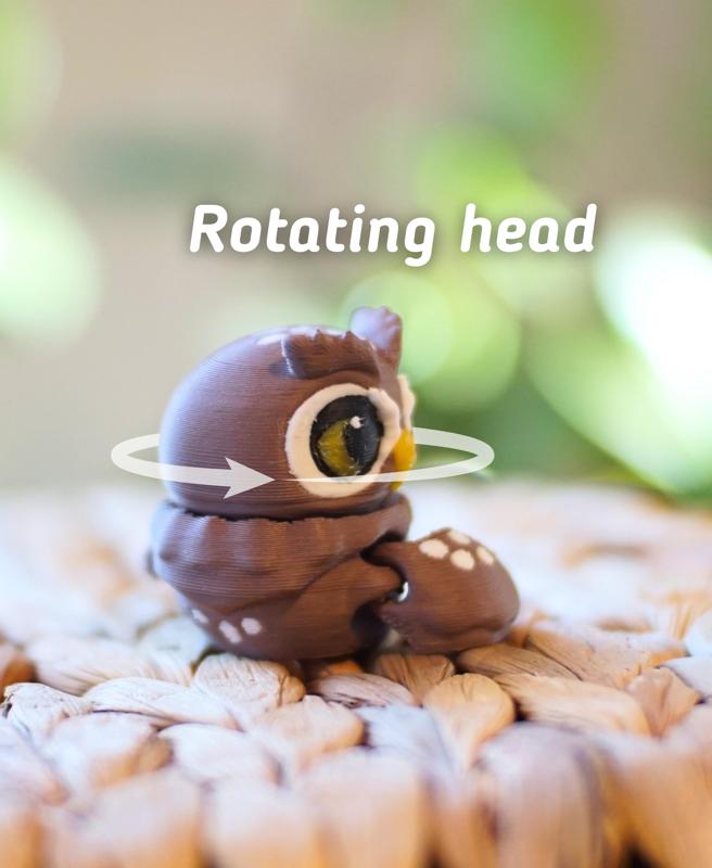 Observing Owl - Articulated Fidget Owl - Ludo 3D Printed Flexy Fidget Toy