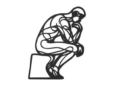 Minimalist Thinking Man - 2D Wall Art   
