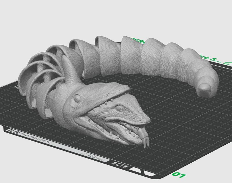  Articulated Beetlejuice Sandworm - 3D print STL and multicolor 3MF file