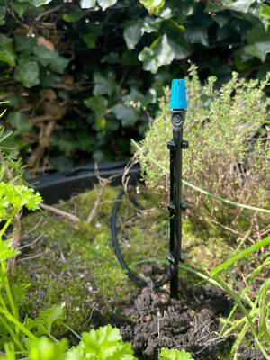 Upright holder for sprinkler & tube Gardena micro drip watering system