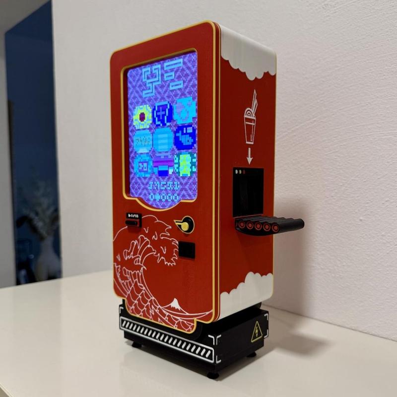 Cyberpunk Vendingmachine Miniature with looping Animation, Sci-fi decor, Plug and Play Raspberry Pi project with manual