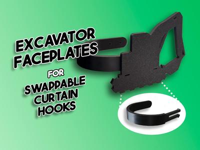 Excavator Faceplates for Swappable Curtain Hooks