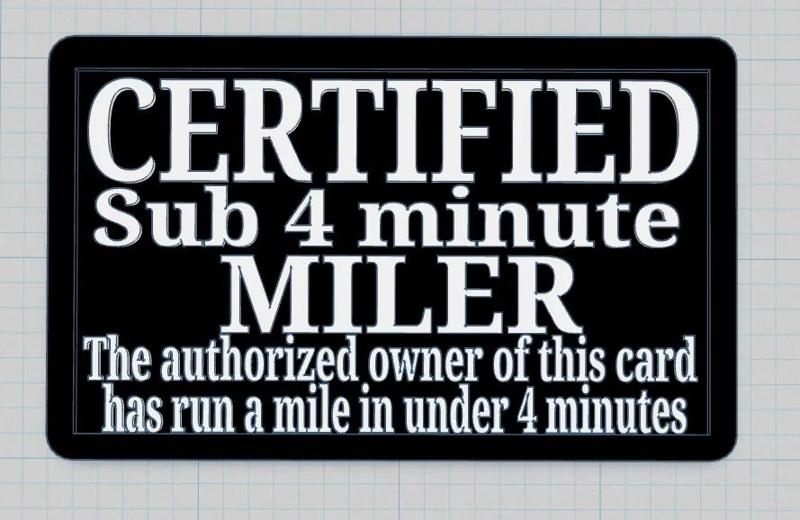 Sub 4 Mile Certification Card   