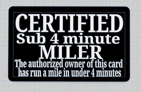 Sub 4 Mile Certification Card   