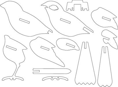 Bird ready for laser cutting or 3d printing. 