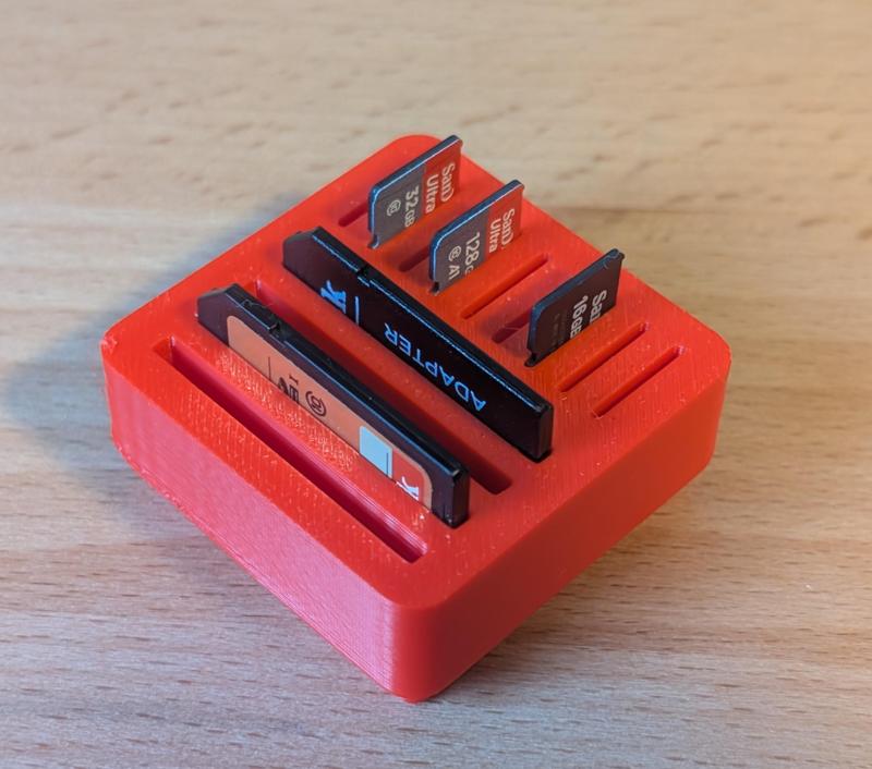 Gridfinity SD and MicroSD card holder low profile for under Desk Drawer