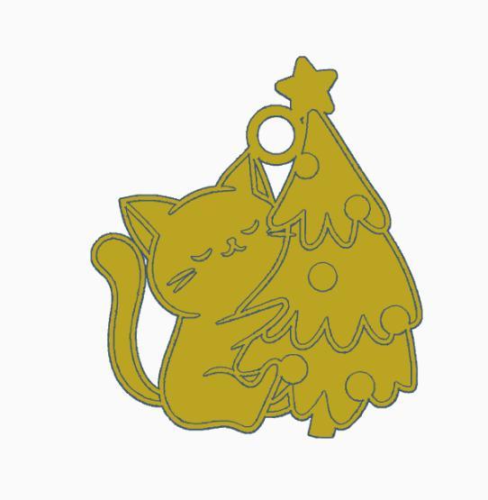 Multicolor Christmas Cat Earring 10.stl