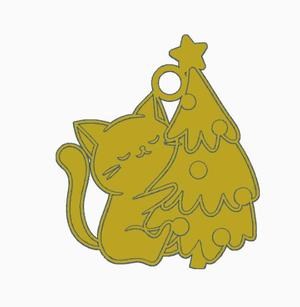 Multicolor Christmas Cat Earring 10.stl