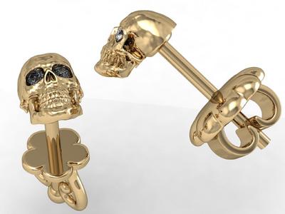 stud earring human scull
