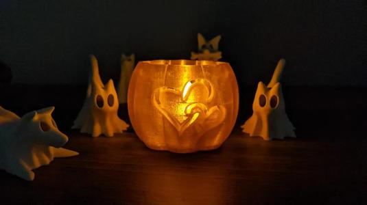 Halloween pumpkins tea light with Hearts   