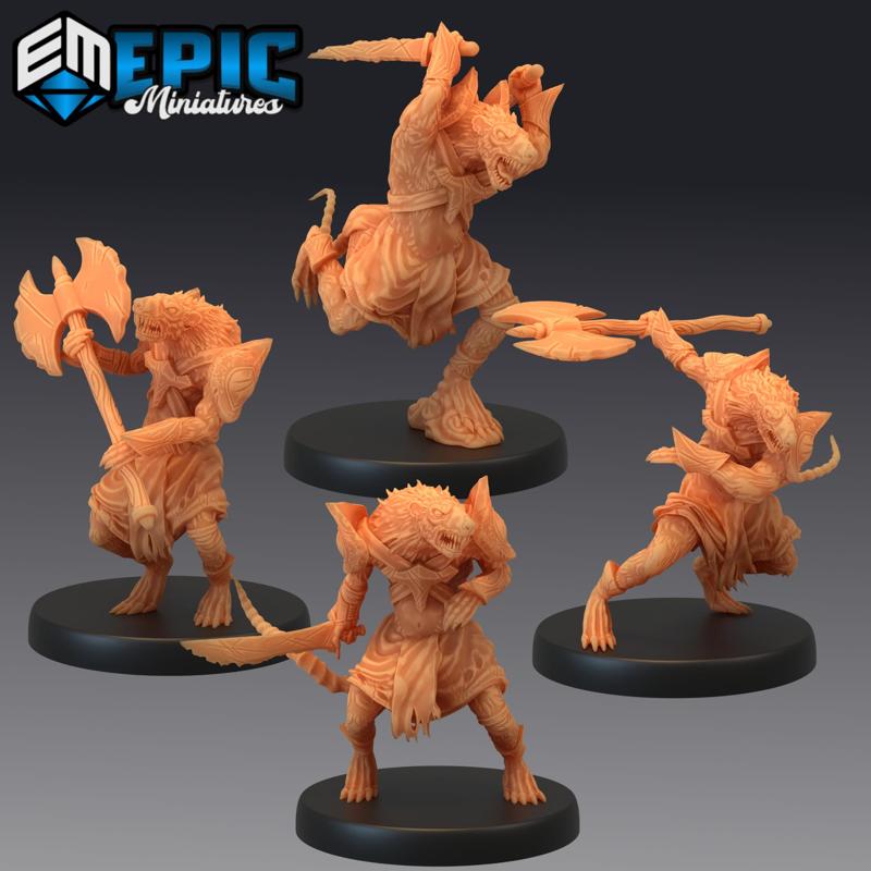 Sewer Rat Tribe Set / Ratfolk Sword Axe Soldier / Rodent Bandit Warrior