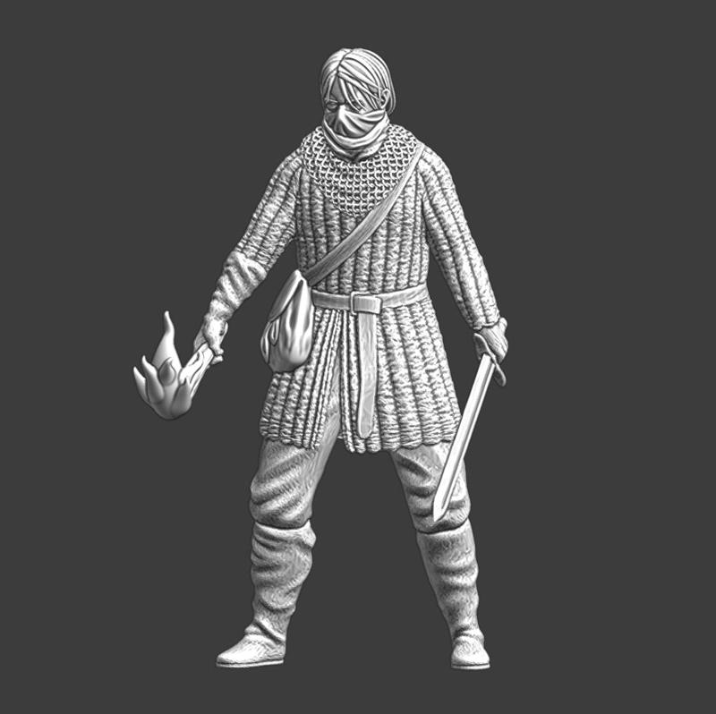 Medieval soldier with torch - (medieval commando)