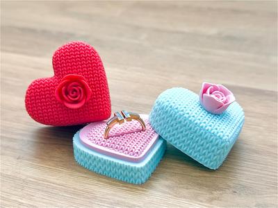 Knitted Heart-Shaped Ring Box