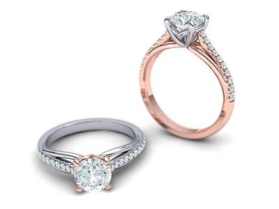 Petite Engagement ring Two tone  with 1ct stone 3dmodel