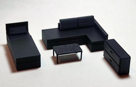 Set of furniture bed sofa dresser coffe table 1:60