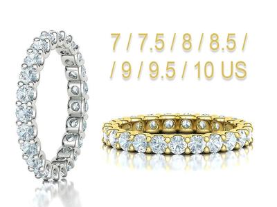 3mm Diamond Eternity Ring U shaped Prongs 7-10 US sizes