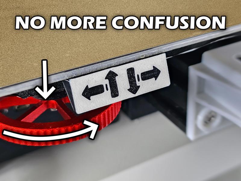 Bed leveling wheel direction indicator
