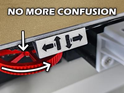 Bed leveling wheel direction indicator