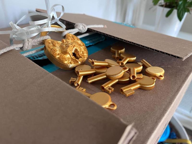 Updated Lion Lock With Key and Sabotaged Keys