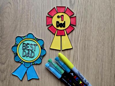Fathersday DIY Coloring Dad Ribbon Award Gift