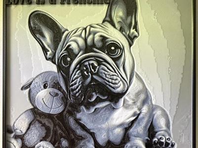 love is  a Frenchie (French bulldog) Hue forge