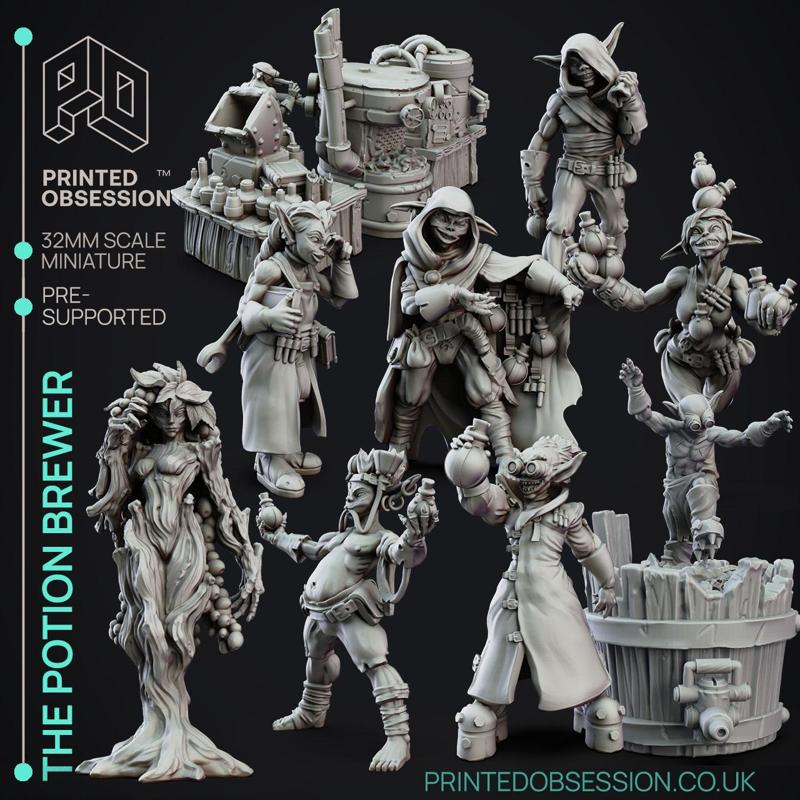 Goblin Brewers - 12 model pack - Joke coffee version included - PRESUPPORTED - 32mm scale