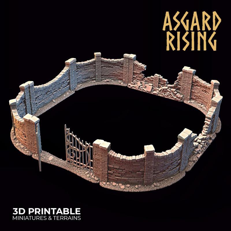 Stone Wall with Gate (ver. 1) /Terrain/ /Pre-supported/