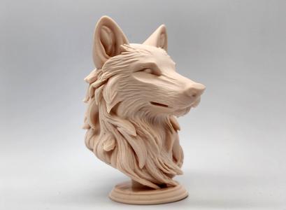 Wolf Bust on Pedestal