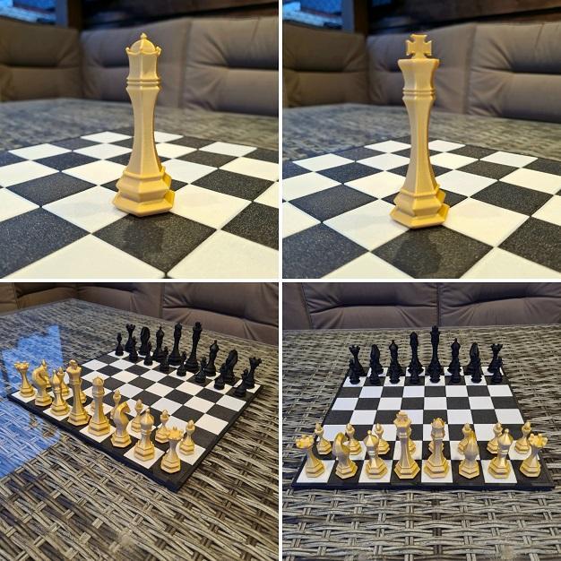Chess pieces and board