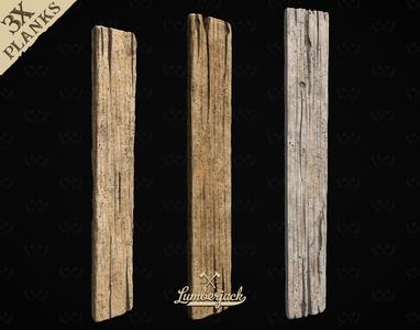 3X Wooden Planks - Diorama and Miniature Models - Lumberjack