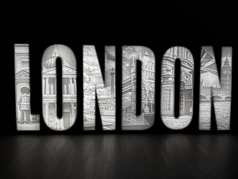 LONDON illuminated sign Lightbox led lithophane