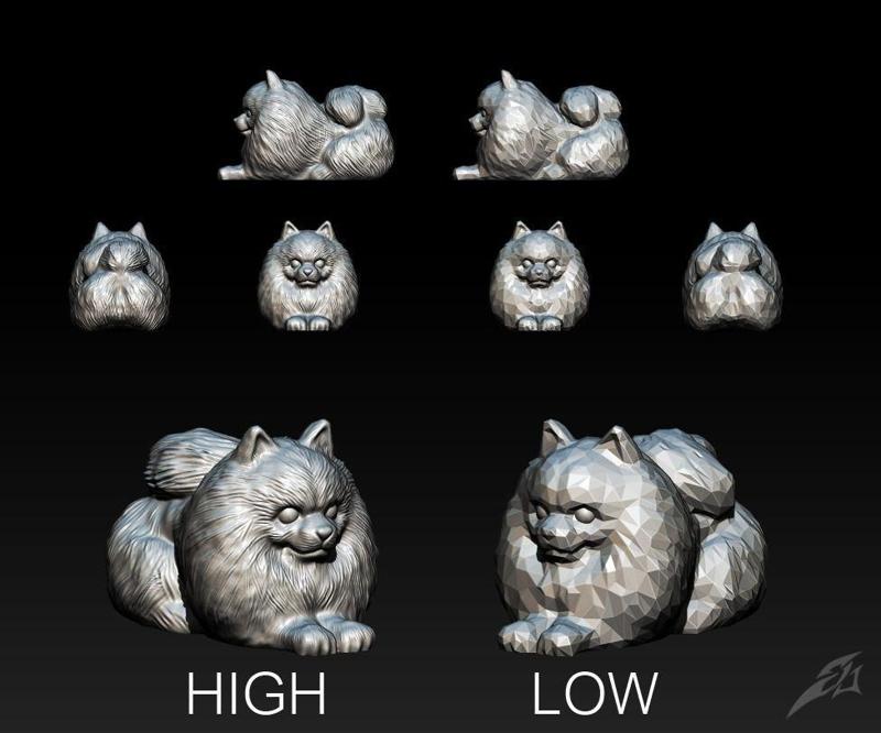 Cute Dog Pomeranian for 3D Print  STL