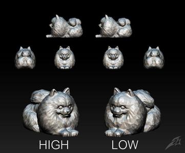 Cute Dog Pomeranian for 3D Print  STL