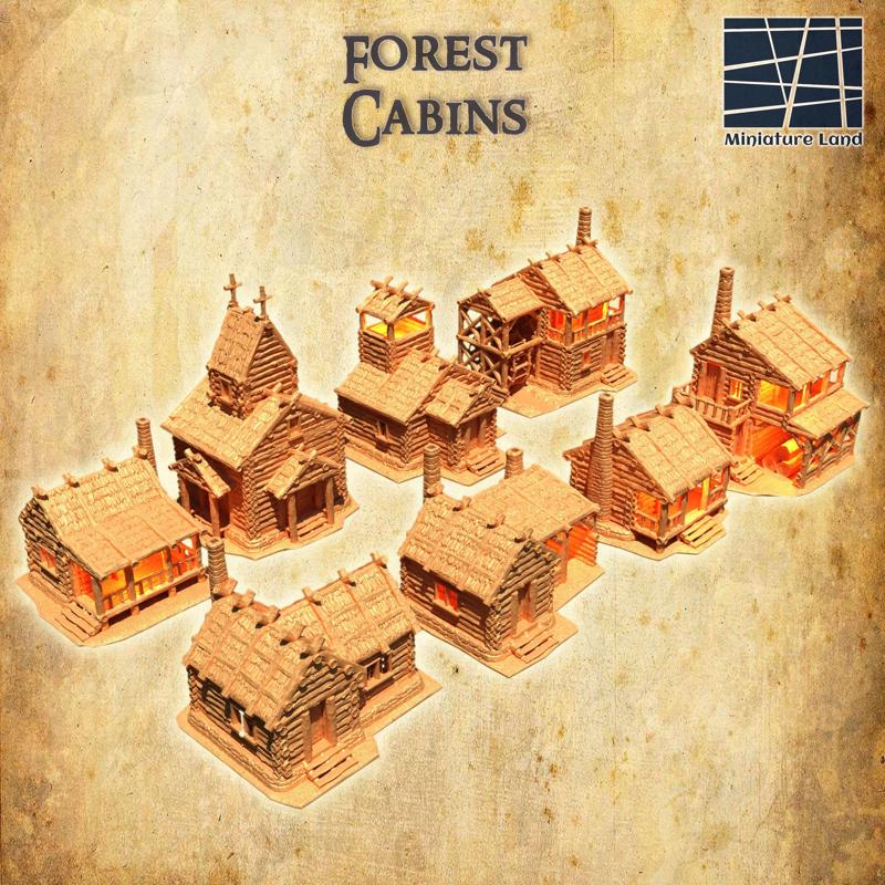 Modular Forest Cabins Tabletop Terrain 28 MM