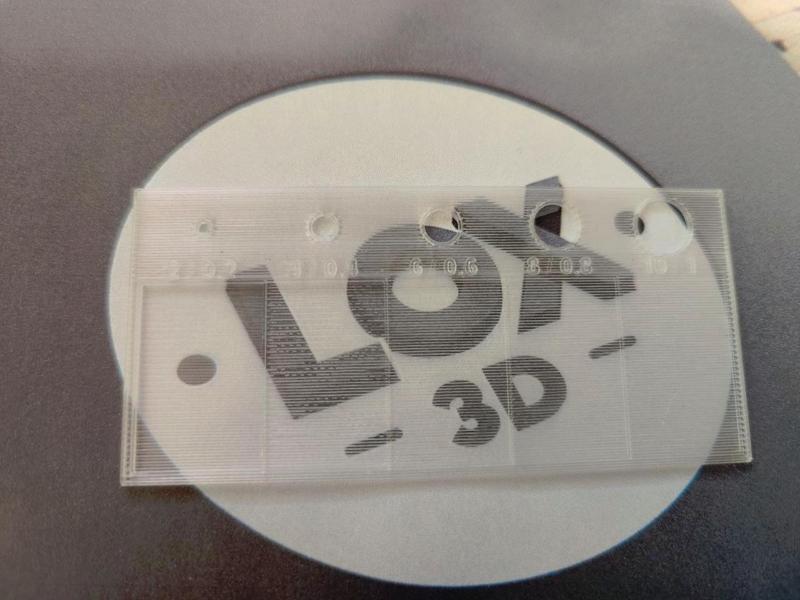 Clear PETG printing Profile / Sample & hole test
