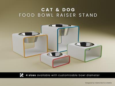Cat & Dog Food Bowl Raiser Stand, STL 3MF OBJ