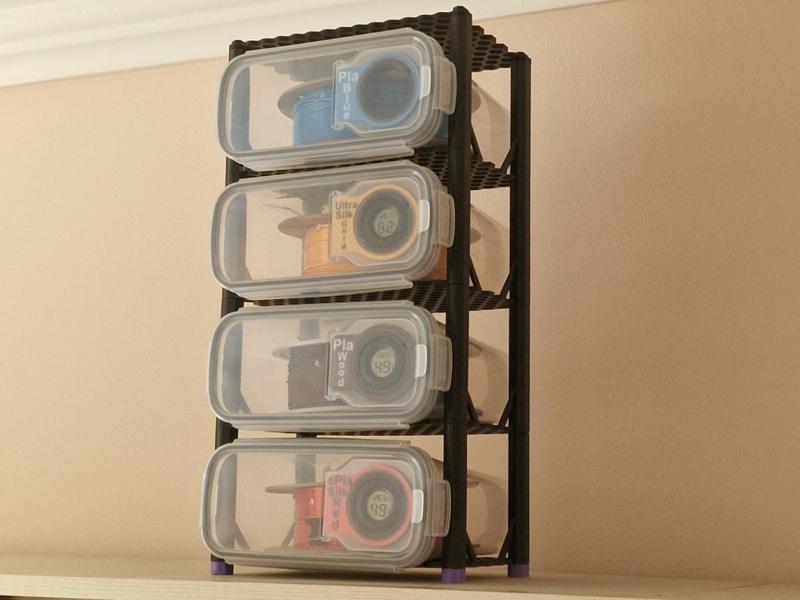 Filament storage rack with 4l container jar